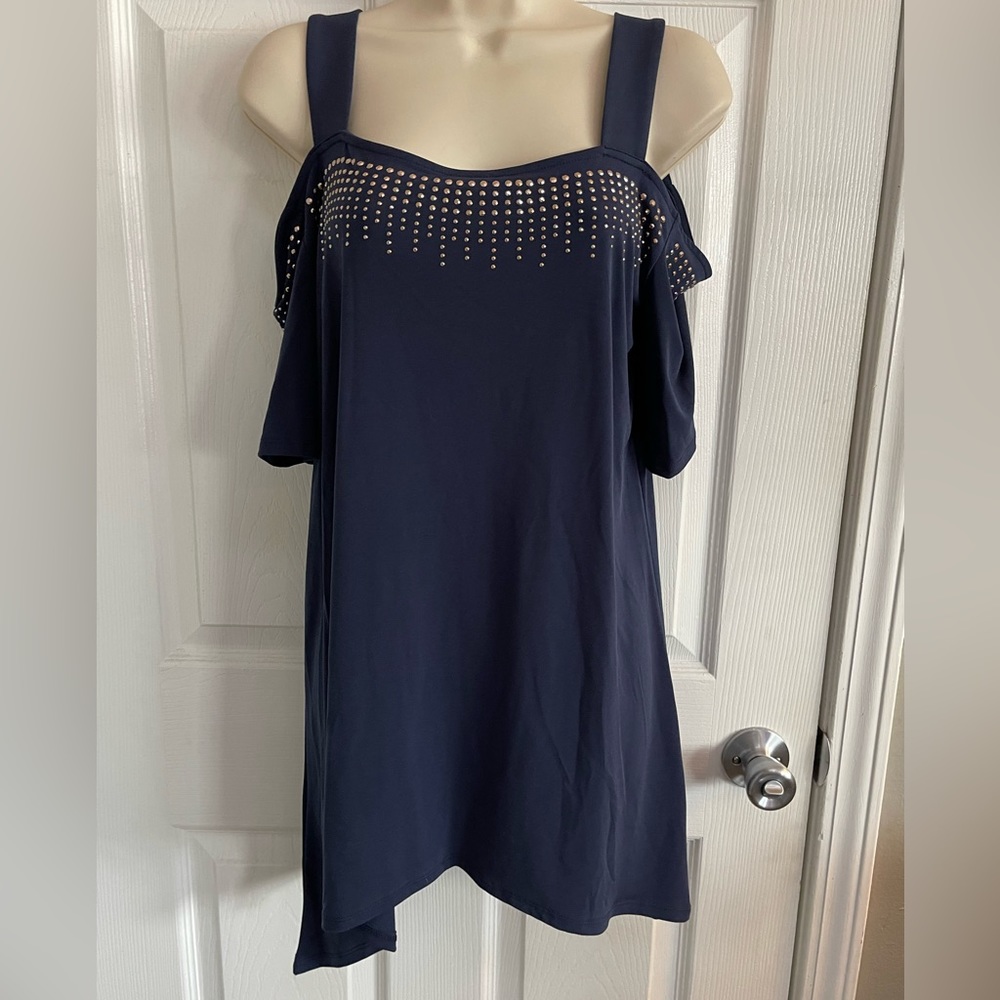 Navy blue embellished shirt